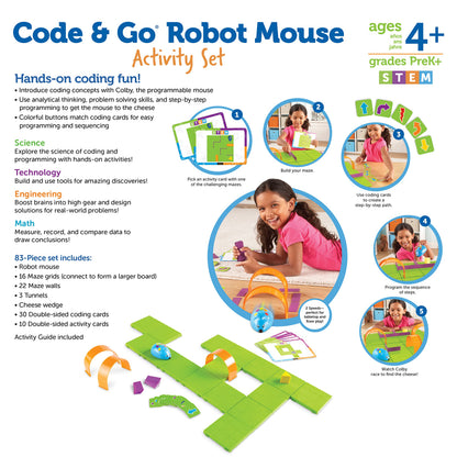 Learning Resources Code & Go┬« Robot Mouse Activity Set, ScreenΓÇæFree Coding Robot Toy, Early Programming for Kids Ages 4+, STEM Robotics Kit