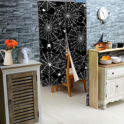 Leowefowa Janpanese Doorway Curtain Halloween Scary Spider Web Black Door Hanging Horror Night of Halloween Theme Window Treatment Partition Kithchen Bathroom Door Decor 33.5"x 59"