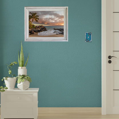 Nautical Single Toggle Switch Cover (1 Gang) with Sea Turtle and Ocean Waves Design, Beach Theme Decorative Light Switch Plate and Coastal Home Décor