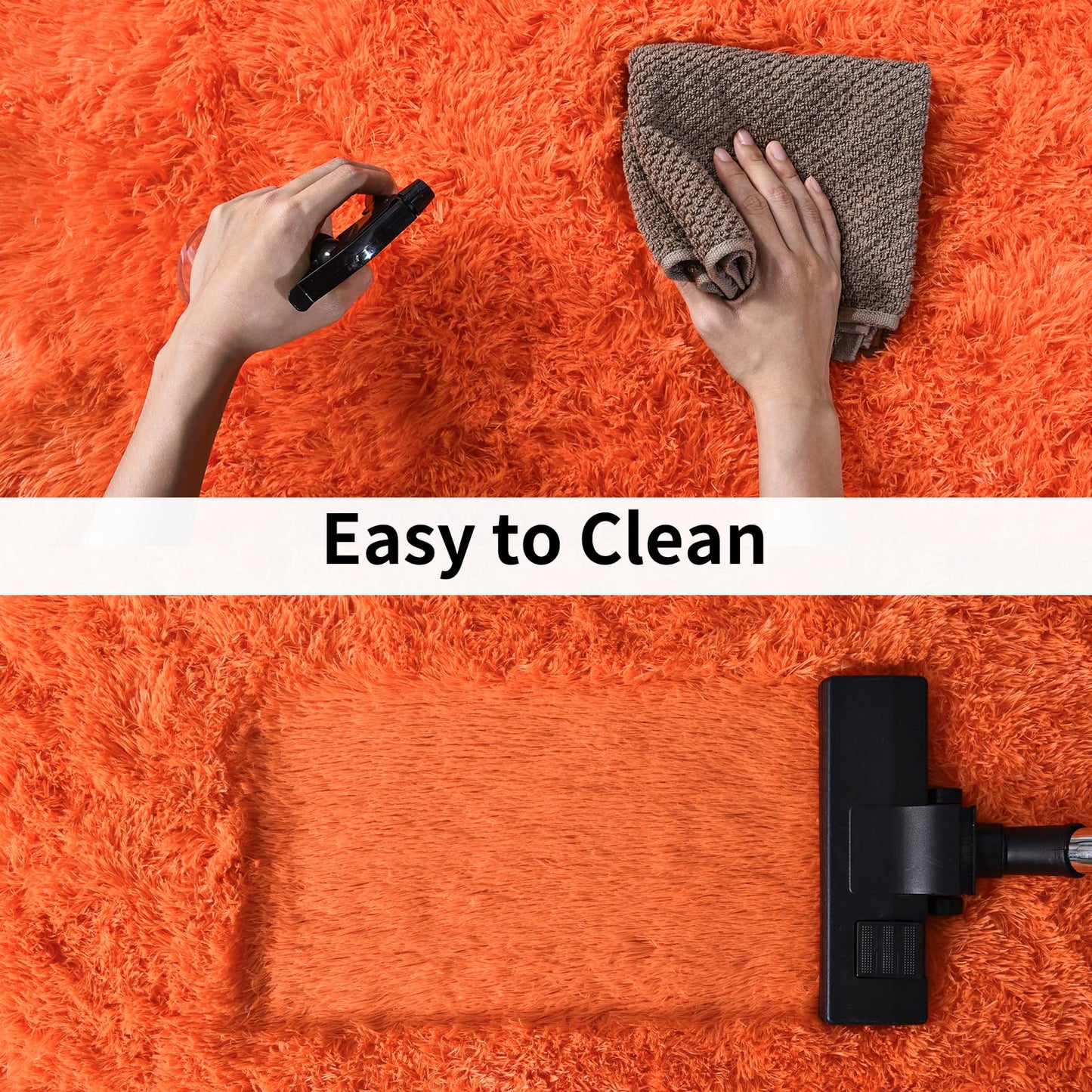 Ailyei Soft Runner Rugs for Bedroom Hallways, 2x3 Orange Fluffy Shag Throw Area Rug Non Slip for Bedside Dorm, Long Shaggy Furry Carpet for Nursery Living Room