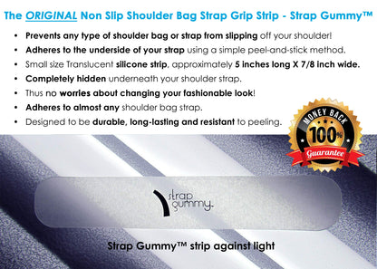Strap Gummy - Prevent Strap Slips - The ORIGINAL Non Slip Shoulder Strap Grip Strips - Set of 4 Pieces - 2 Large Black & 2 Small Semi-Clear