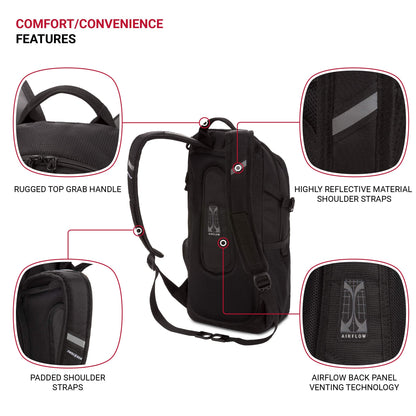 SwissGear 3598 Backpack, Narrow Daypack, Ideal for Commuting and College