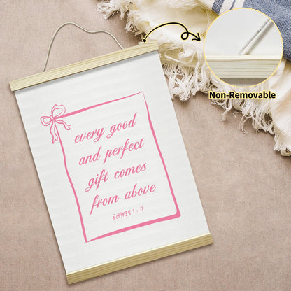 mermermu Pink Bow Christian Bible Verses Poster Hanger Frame, Inspirational Posters Canvas Wall Art for Women Girls Dorm Bedroom Decor, 12x16 Inches -032