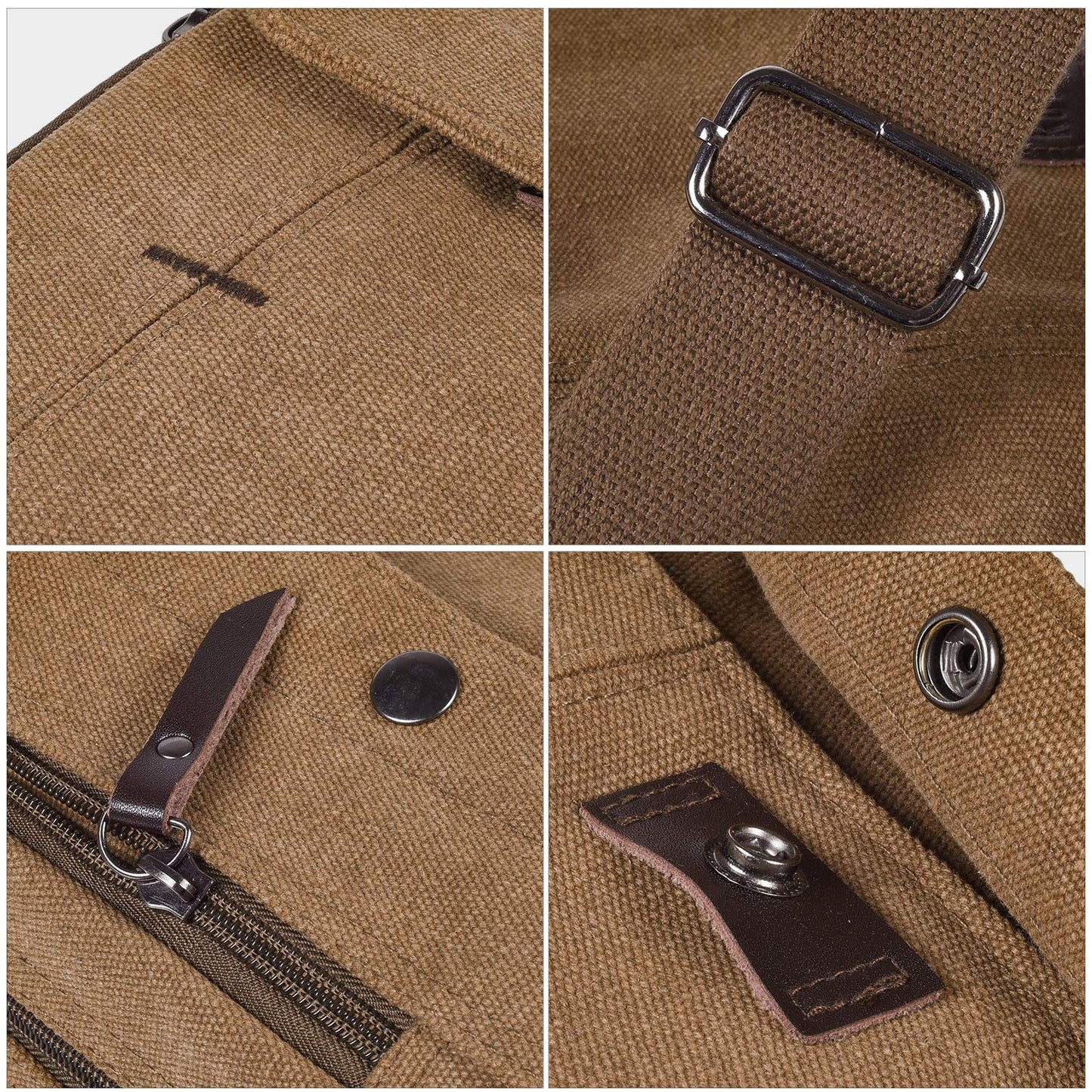 dealcase Canvas Small Messenger Bag for Men Women, Casual Shoulder Bag Chest Bag Travel Carry Bag Multi-pocket Purse