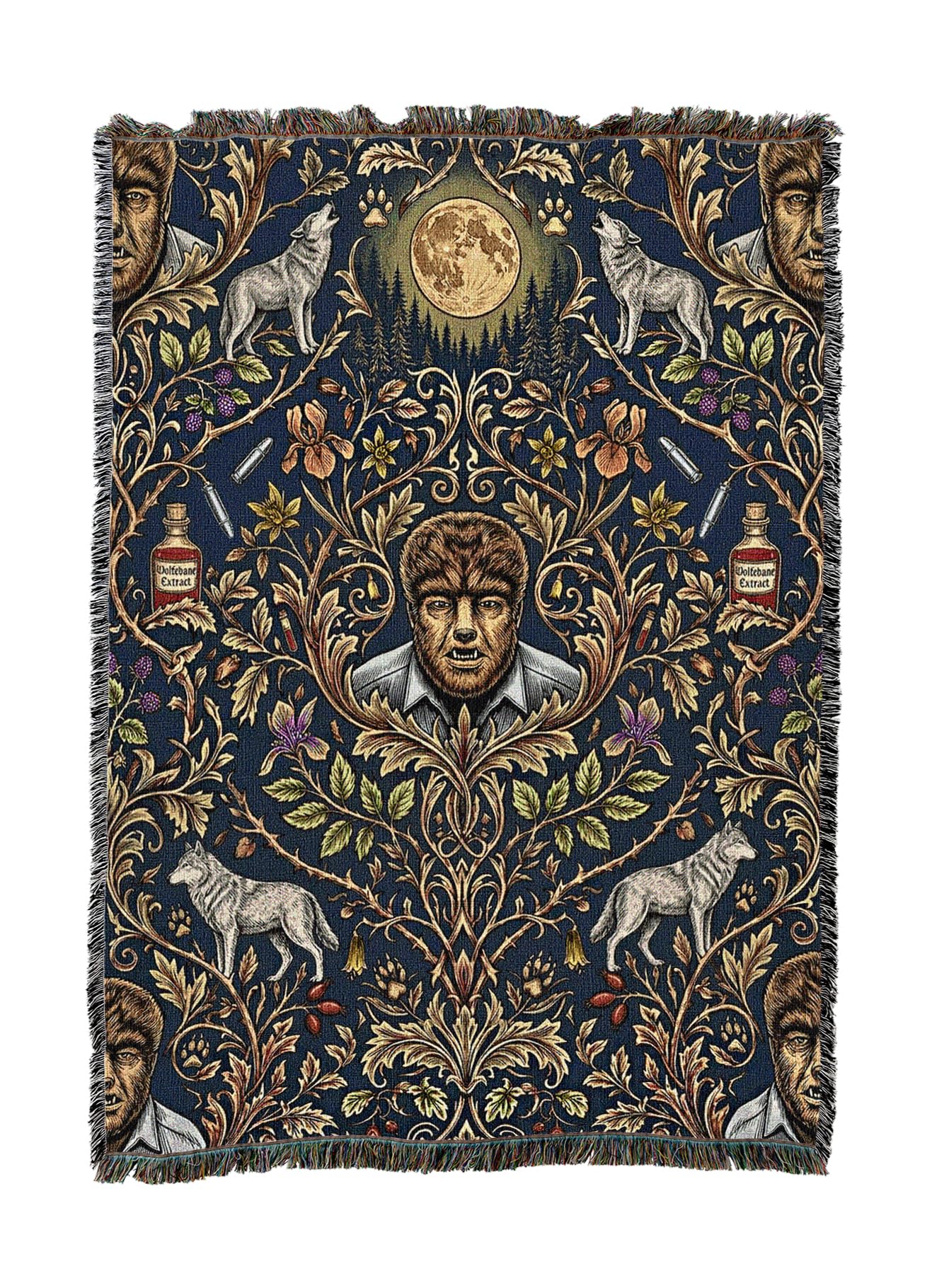 Pure Country Weavers Monster Wolf Man Blanket - Fantasy Gift - Tapestry Throw Woven from Cotton - Made in The USA (50X60)