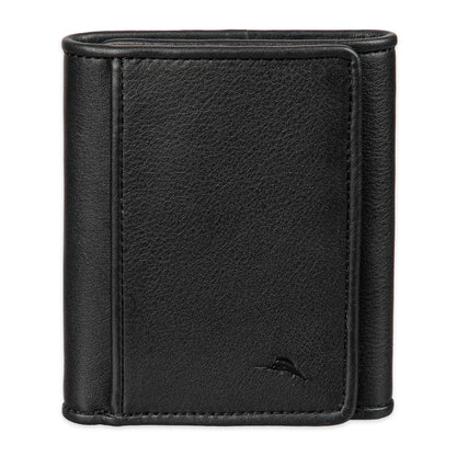 Tommy Bahama Mens Leather Trifold Wallet Black Pebble