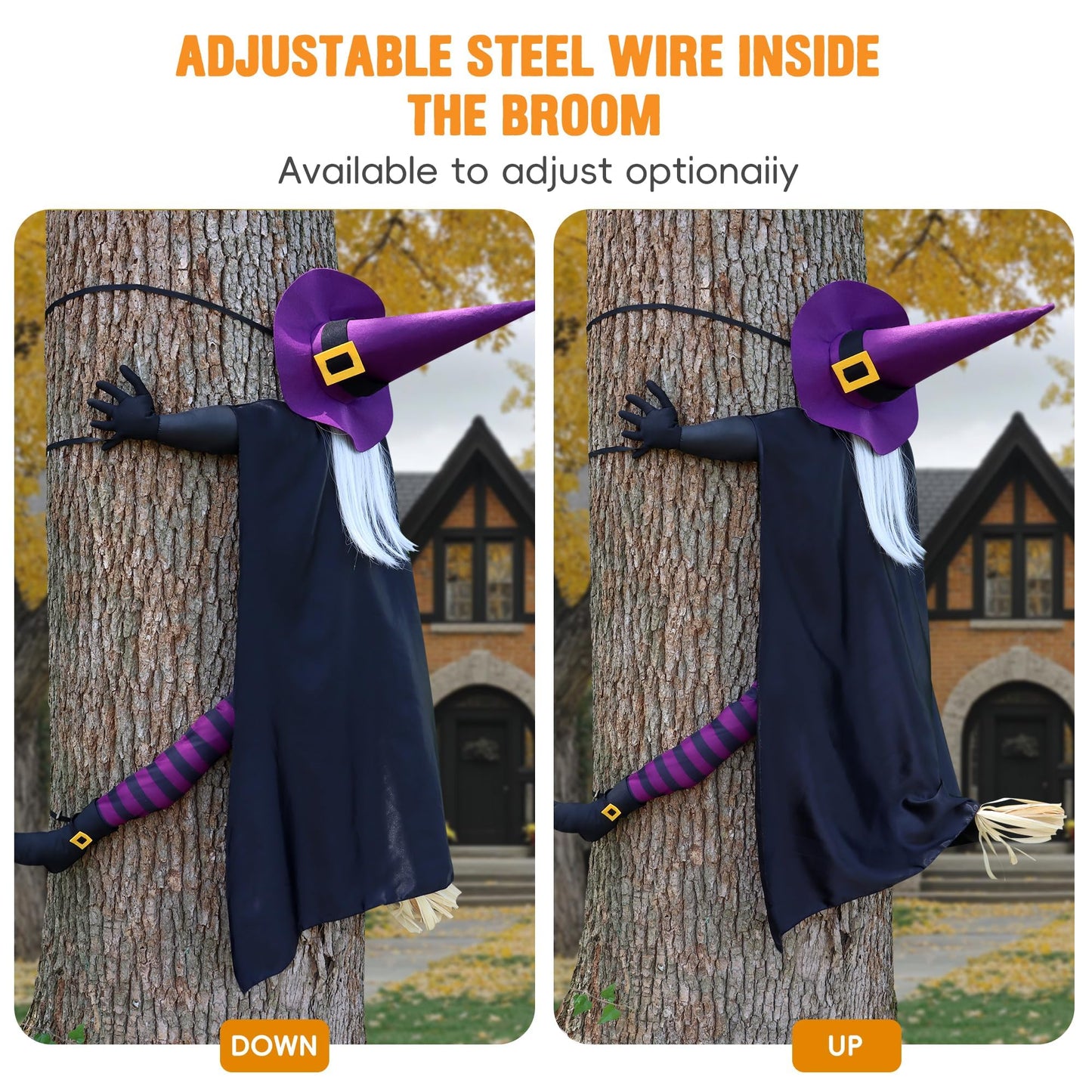 Giiffu Halloween Decorations Outdoor 57" Crashing Witch into Tree Decor