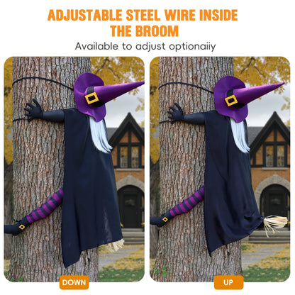 Giiffu Halloween Decorations Outdoor 57" Crashing Witch into Tree Decor
