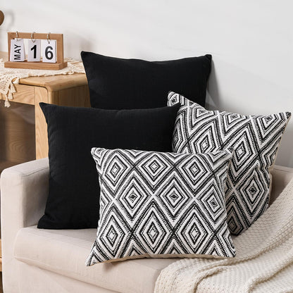 HPUK Decorative Throw Pillow Covers Set of 4 Square Couch Pillows Linen Cushion Cover for Couch Sofa Living Room, 18"x18" inches, Blue