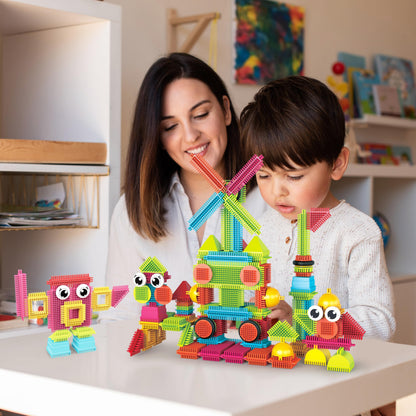PicassoTiles Toys 112 Piece Hedgehog Blocks STEM Building Tiles Set Construction Learning Toy Stacking Interlock Block, Creativity Beyond Imagination, Inspirational, Recreational, Educational PTB112
