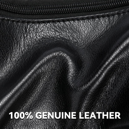 OrrinSports Black Leather Fanny Pack for Men & Women, Fashionable Multi-Pockets Waist Belt Bag for Travel Sports Hiking Cycling Fishing Running