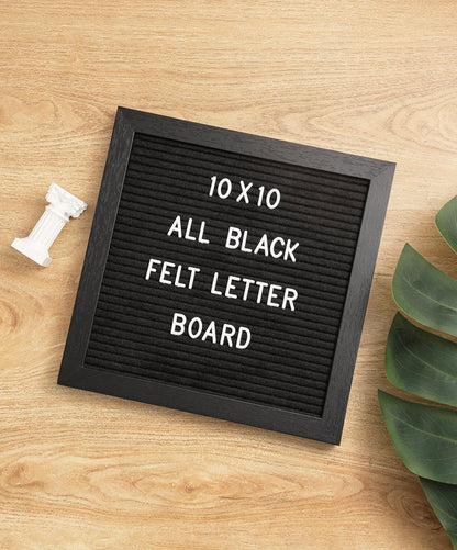 G GAMIT Black Felt Letter Board with 294 Changeable Letters&Numbers, 10”x10” Message Board Letter Sign Board in Black Frame with Stand and Canvas bag for Announcement&Notification