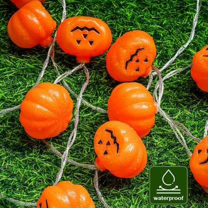 Halloween Lights,20FT 40 LEDs Holiday String Lights for Indoor Outdoor Decor,Battery Operated 8 Mode Waterproof Pumpkin String for Party Decorations