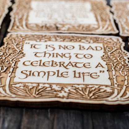 Coasters - Fantasy Quotes Coaster Set of 6 Raw Wood