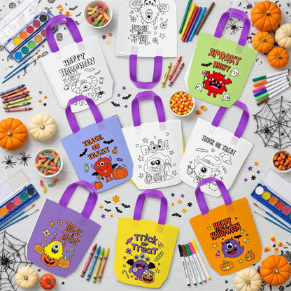 24Pcs Halloween Monster Coloring Goodies Bags for Kids DIY Party Supplies