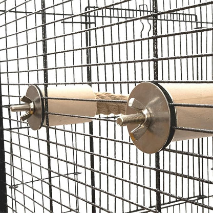 Bird Rope Perch for Parrots, Bendable Natural Jute Boing with Pine Wood and Stainless Steel Mount, Cotton Alternative, Cage Accessory for Parrots (Brown, 4 feet)