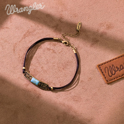 Montana West x Wrangler Faux Leather Wrap Bracelets for Women Western Country Bohemian Cowgirl Turquoise Dainty Jewelry AR-WGW-1119G-TQ