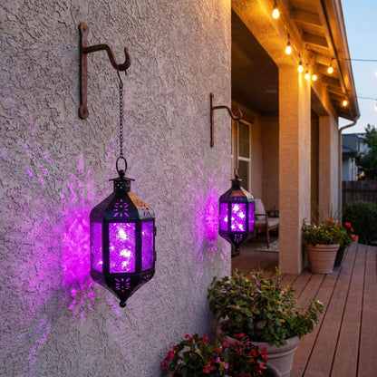 Vela Lanterns Decorative Indoor Moroccan Hanging Candle Holder, Purple, M