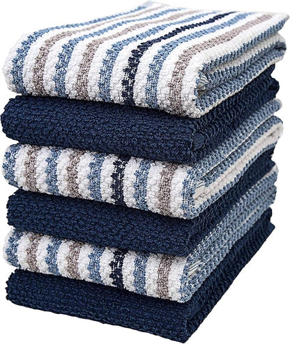 Premium Kitchen Towels | Large Cotton Kitchen Hand Towels | Popcorn Striped