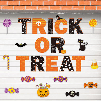 H1vojoxo 24PCS Halloween Garage Door Decorations Magnets Trick Or Treat Halloween Car Garage Magnets Sticker Pumpkin Candy Bats Cat Refrigerator Mailbox Magnet Decals Garage Door Magnetic Decorative