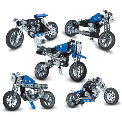 MECCANO Erector, 5 in 1 Model Building Set - Motorcycles, 174 Pieces, for Ages 8 and up, STEM Construction Education Toy