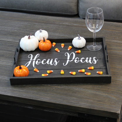 Elegant Designs HG2000-KHP Halloween Witch Decorative Wood Serving Tray w/Handles, 15.50" x 12", Black Wash Hocus Pocus