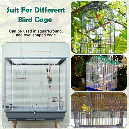 Catcan 2 Pack Bird Cage Seed Catcher Guard, Bird Cage Cover,Heavy Duty Adjustable Nylon Mesh Netting Seed Catche for Parrot Parakeet Macaw African(XL-118’’*14.9’’)