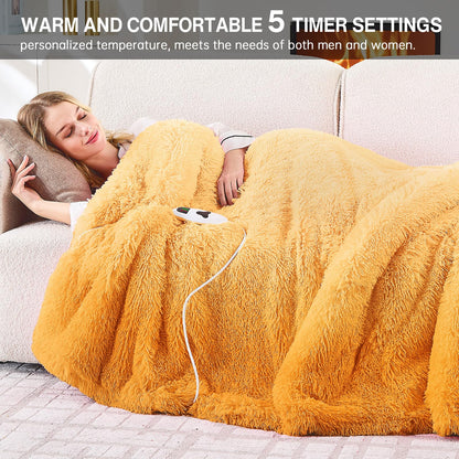 Heated Electric Blanket Throw,Warm Winter Birthday Gifts for Women Her Grandma-Faux Fur with Soft Sherpa,10 Heat Settings,5 Time Settings with Fast Heating, 50x60, Rainbow