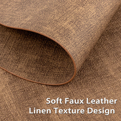 BARTHKIT Placemats Set of 6 - Washable Heat Resistant Table Placemats - Wipeable Faux Leather Oval Place Mats, Waterproof Table Mats for Dining Table, Brown