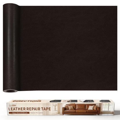 ONine Leather Repair Patch，Leather Repair Tape, 16 x 48 inches Leather Repair Patch for Furniture,Vinyl Repair kit，Leather Couch Patch，for Sofas, Furniture, car Seats(Black Brown)