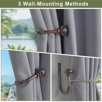 Vimayta Curtain Holdbacks 2pcs, Metal Curtains Tiebacks for Drapes Window Home Decoration, Matte Brown