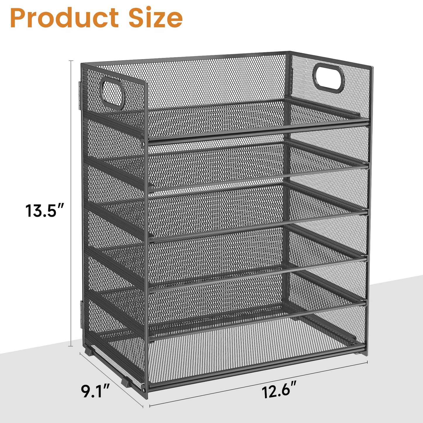 Subekyu 6-Tier Desk Paper Organizer, Desktop File Letter Tray with Handle, Document Sorter and Accessories Holder for Office, Home and School Workspace Organizers, Gray-2 Pack