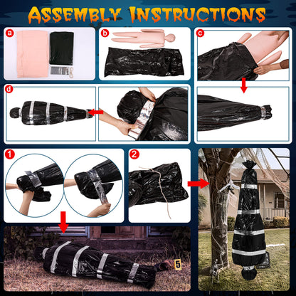 Lvdeer Halloween Decorations Outdoor Body Props - Scary Fake Corpse in Bag Hallowmas Prop Creepy Haunted House Decor (Requires Assembly)
