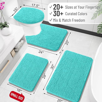 OLANLY Large Bathroom Rugs 59x35, Extra Soft Absorbent Chenille Bath Rugs, Rubber Backing Quick Dry, Machine Washable Bath Mats for Bathroom Floor, Tub and Shower, Home Decor Accessories, Teal