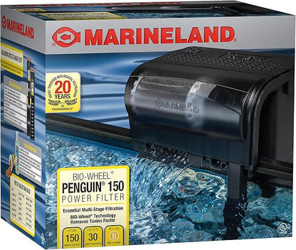 Marineland Penguin Bio-Wheel Power Filter 150 GPH, Multi-Stage Aquarium Filtration,black, 20 - 30 Gallon Aquarium, 150 GPH