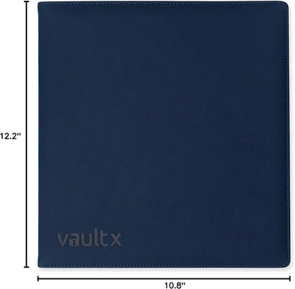 Vault X Large Ring Binder, 900 Cards, fits 9 Pocket Pages, Exo-Tec Material, 3 D-Ring Folder, for Trading Cards (Blue)