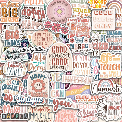 300PCS Motivational Stickers for Vision Board by Puraesla Water Bottles Laptops, Inspirational Quote Waterproof Vinyl for Journals Cups, Affirmation Boho Stickers for Women Holographic