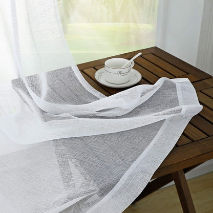 KOUFALL White Sheer Curtains 84 Inches Long 2 Panels,Gauze Cheese Cloth Linen Look Rod Pocket Flowy See Through Curtains for Living Room Bedroom