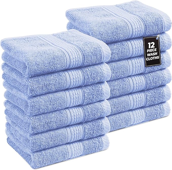 LANE LINEN Blue Wash Cloths
