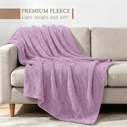 Exclusivo Mezcla Fleece Light Purple Throw Blanket for Couch Sofa, Ultra Soft, Lightweight and Fluffy Blankets for Women, All Season, 50x60 Inches