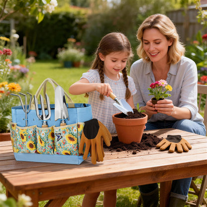 Garden Tool Set, 10 PCS Gardening Essentials, Stainless Steel Garden Hand Tools with Tote Bag, Well-Designed Gardening Supplies Kit Gifts for Women Men Gardeners