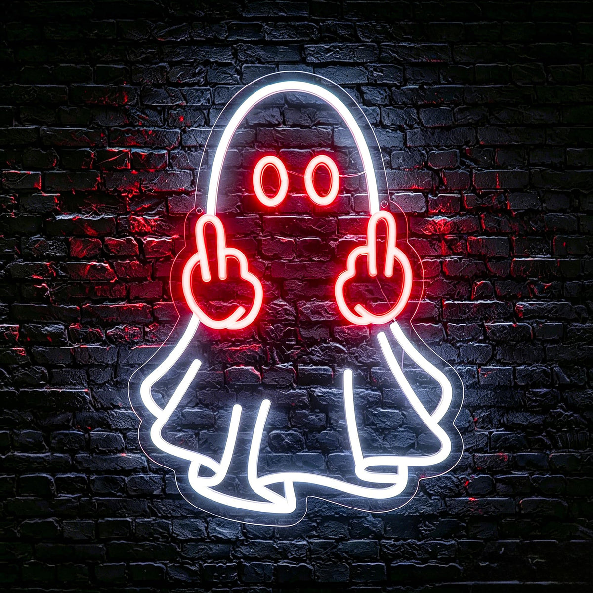 Whfobfe Red&White Neon Sign Led Neon Lights Signs for Wall Decor USB Powered Led Signs for Room Decoration-Ghost
