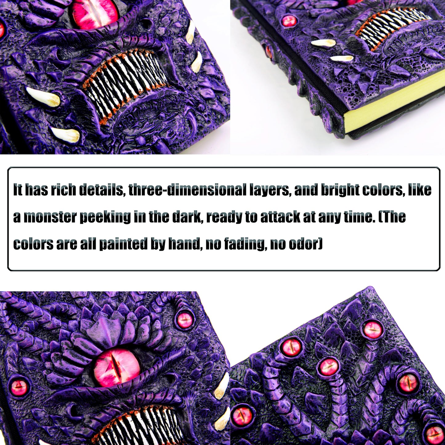Handmade The Eye Devil of Tentacle Embossed Journal,Resin Engraving Notebook,Blank Paper,Hardcover Travel Diary for Writing,Sketchbook,Collection,Creative gifts,Decoration Diary for Man Woman A5 Size (4 colours) (Eyes Devil-Purple)