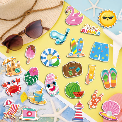 Fecheche Large Size Cute Fridge Magnets for Toddlers, Preschool Spelling Learning Education Refrigerador Magnetic Toy (Summer 38pcs)