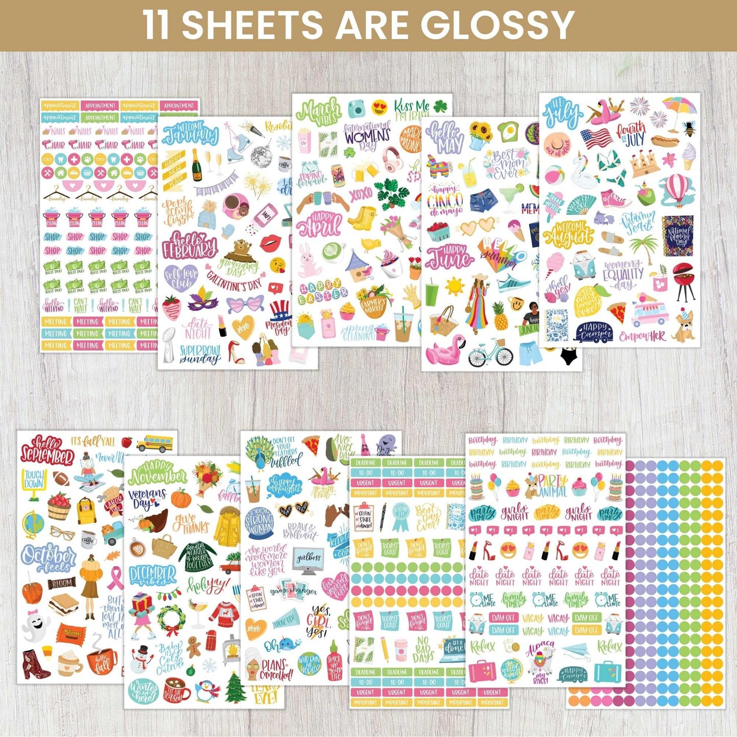Bloom Daily Planners Planner Sticker Value Pack (13 Unique Sheets / 1,000+ Stickers) - New Variety Assortment Bundle for Planning & Decorating