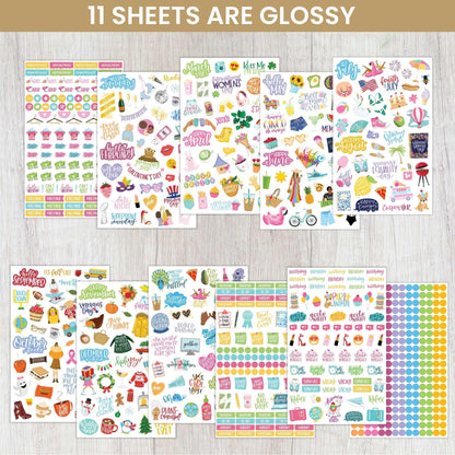 Bloom Daily Planners Planner Sticker Value Pack (13 Unique Sheets / 1,000+ Stickers) - New Variety Assortment Bundle for Planning & Decorating