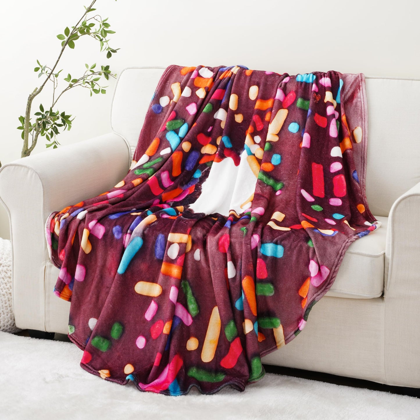 BATTILO HOME Realistic Food Novelty Tortilla Blanket Memorial Day Soft and Cozy Fleece Blanket Round Tortilla Throws Blanket (Donut&Coffee, 71 inches)