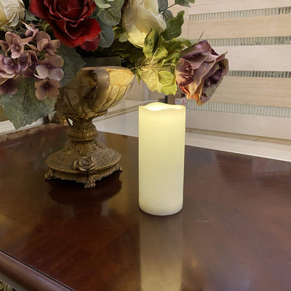 Waterproof Outdoor Flameless Pillar Candle with Timer Battery Operated Electric LED Candle Set for Gift Home Décor Party Wedding Supplies Garden Halloween Christmas Decoration, 1 Pack, 3” x 7”