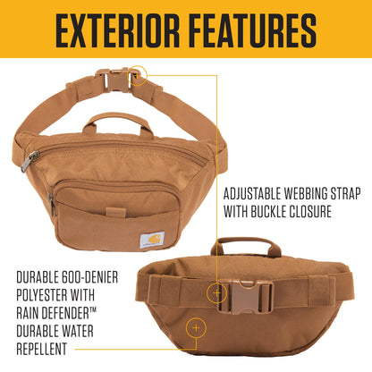 Carhartt Classic Adjustable Sling Bag, Durable, 600-Denier Water Resistant Hip Pack, Essential Waist Pack (Black)