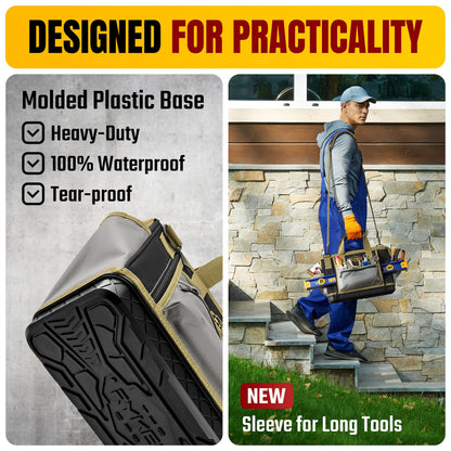 The Ryker Bag 16-inch Large Heavy Duty Wide Mouth Tool-Bag Organizer with Maximum Storage, Portable Utility Bag for Tools, Gift for Dads, Contractors, Mechanics, Technicians, Handyman & Welders